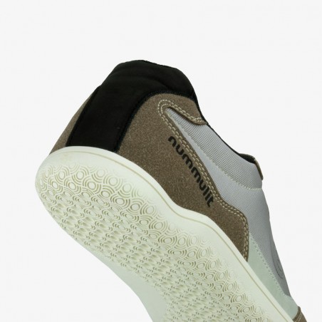 Nummulit Girona: Casual minimalist shoes. Medium grey/light brown color and beige sole. Barefoot style and comfort